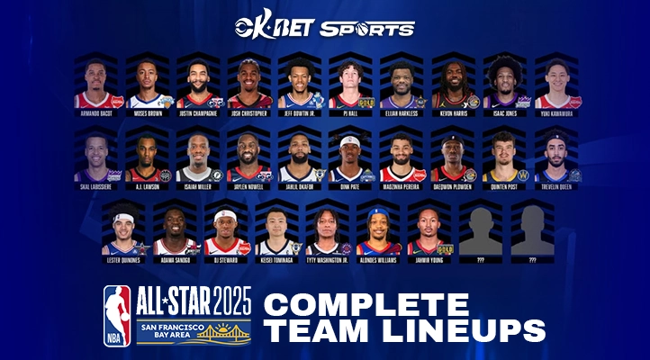 nba all star 2025 lineups a 3 face of person with a list of name under it